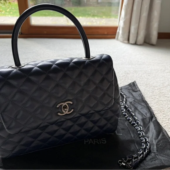 Women Handbag Purse Bag Shoulder Navy Blue Quilted Top Handle Extra Strap 11”x9” - Picture 5 of 7